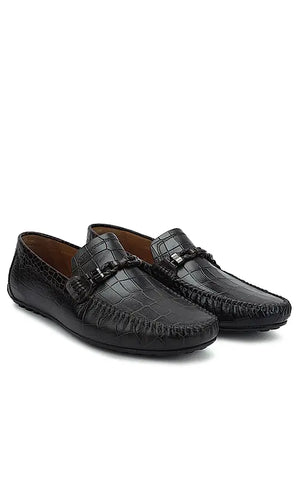 Brown Croco Textured Moccasins