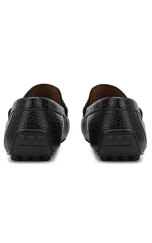 Brown Croco Textured Moccasins
