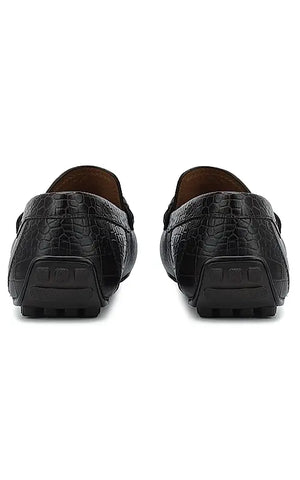Brown Croco Textured Moccasins