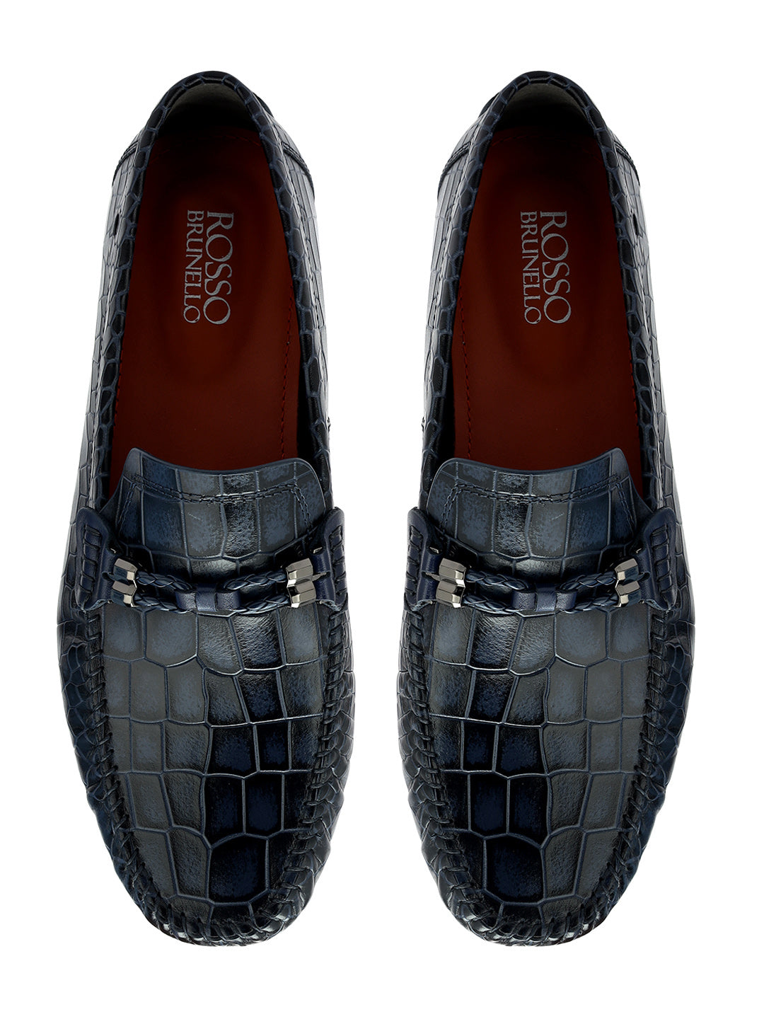 Blue Croco Textured Moccasins