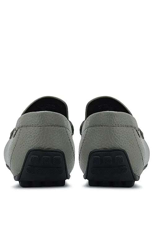 Grey Moccasins With Braided Panel On Top