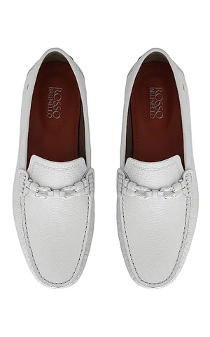 White Moccasins With Braided Panel