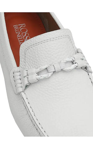 White Moccasins With Braided Panel