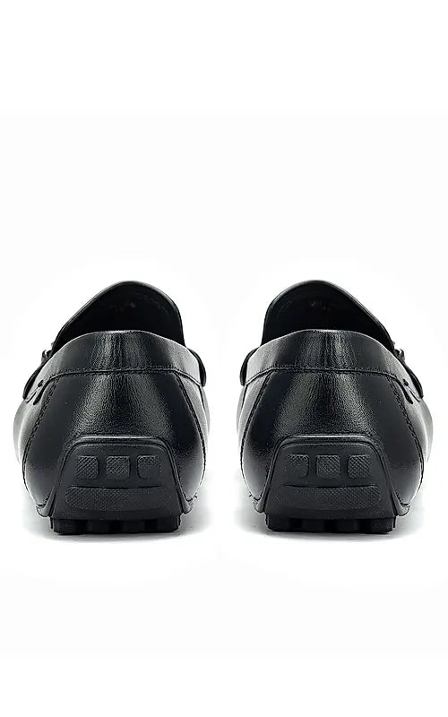 Black Braided Leather Moccasins
