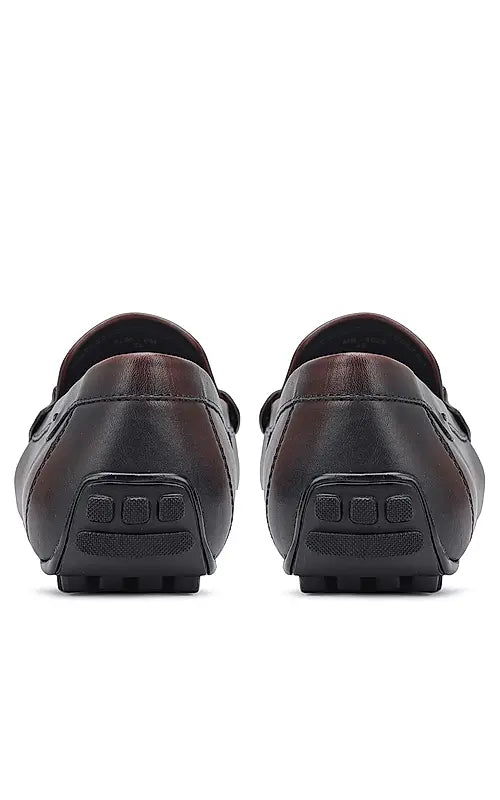 Burgundy Braided Leather Moccasins