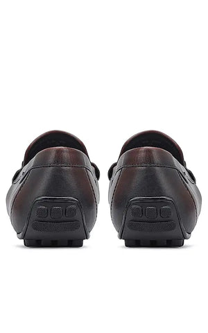 Burgundy Braided Leather Moccasins