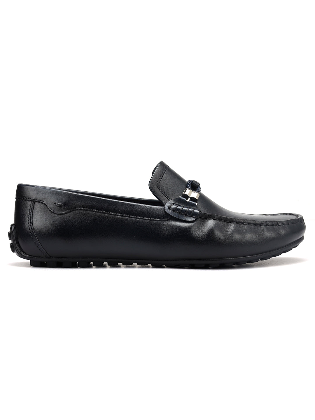 Blue Braided Leather Moccasins