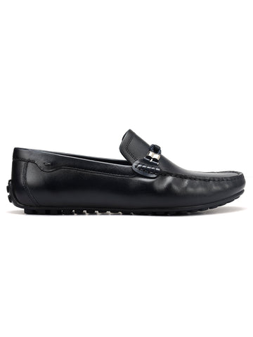 Blue Braided Leather Moccasins