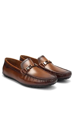 Tan Braided Leather Moccasins