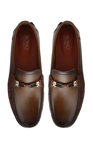 Tan Braided Leather Moccasins