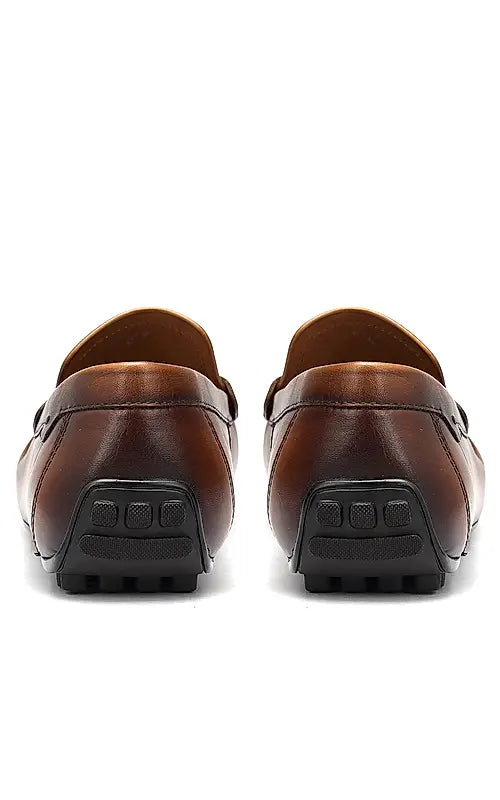 Tan Braided Leather Moccasins