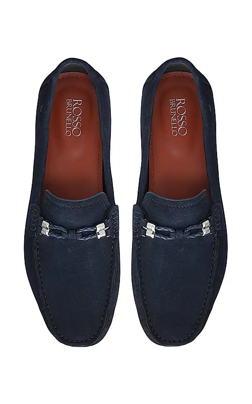 Blue Suede Leather Moccasins