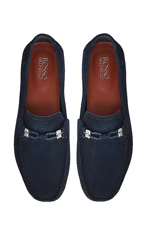 Blue Suede Leather Moccasins