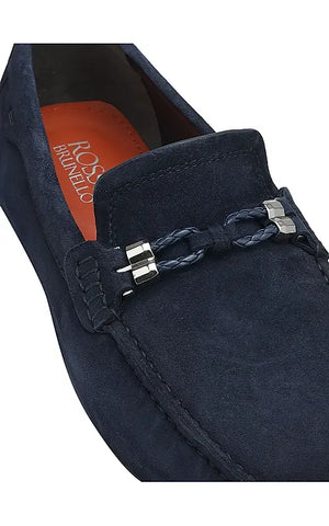Blue Suede Leather Moccasins