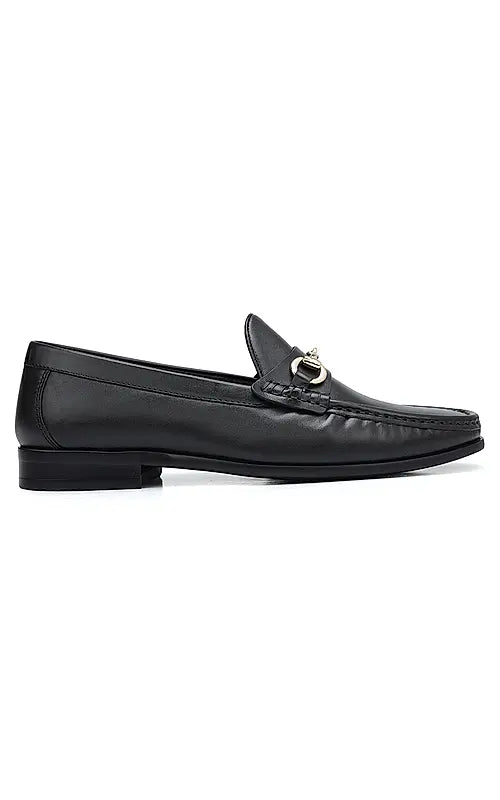 Black Loafers With Metal Buckle