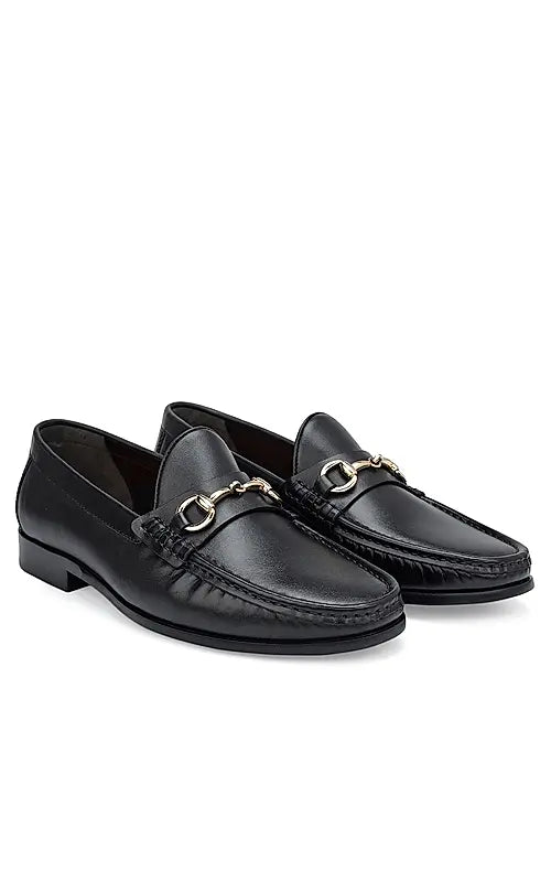 Black Loafers With Metal Buckle