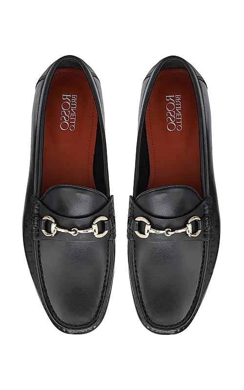 Black Loafers With Metal Buckle