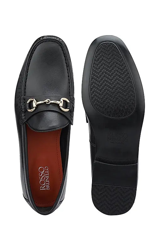 Black Loafers With Metal Buckle