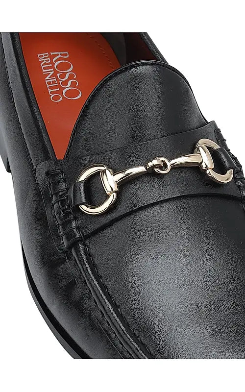 Black Loafers With Metal Buckle