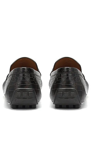 Brown Croco Textured Moccasins