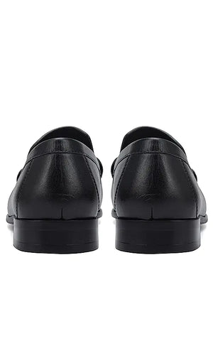 Black Heel Moccasins With Metal Buckle