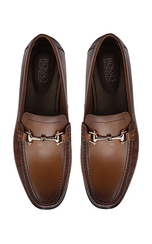 Tan Heel Moccasins With Metal Buckle