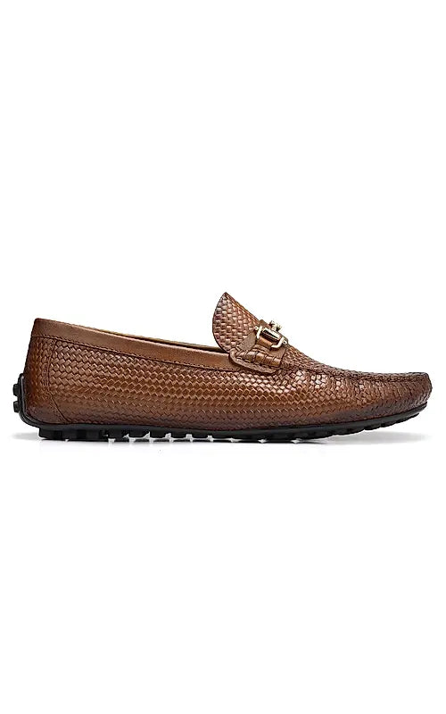 Tan Moccasins With Metal Buckle