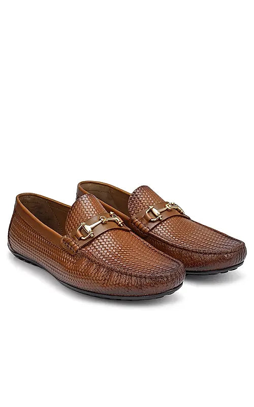 Tan Moccasins With Metal Buckle