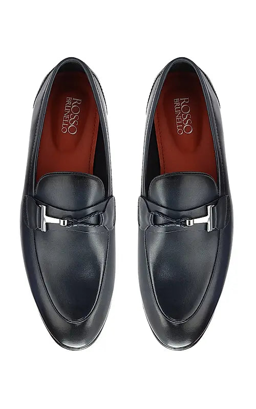 Blue Braided Leather Loafers