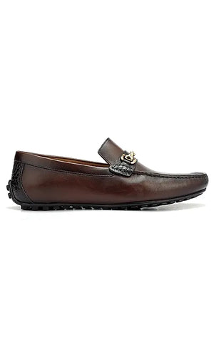 Brown Leather Moccasins With Buckle