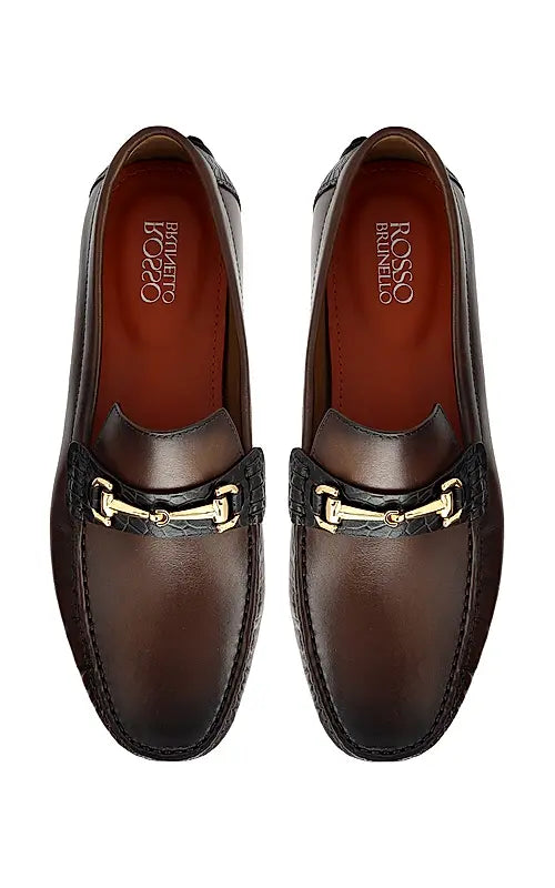 Brown Leather Moccasins With Buckle