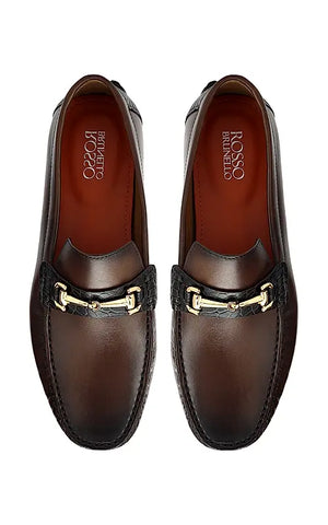 Brown Leather Moccasins With Buckle