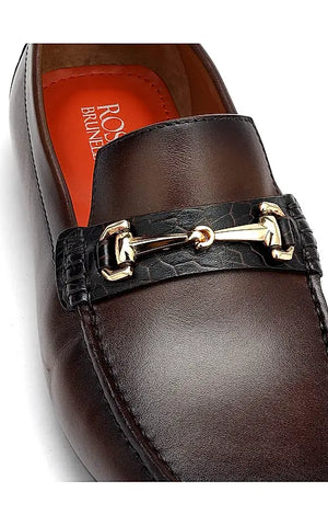 Brown Leather Moccasins With Buckle