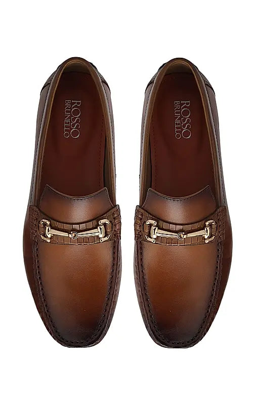 Tan Leather Moccasins With Buckle
