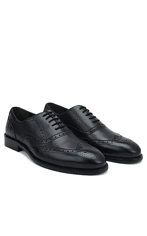 Black Leather Brogue Lace Ups