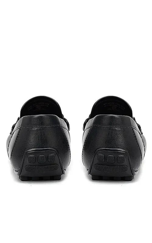 Black leather Moccasins With Panel