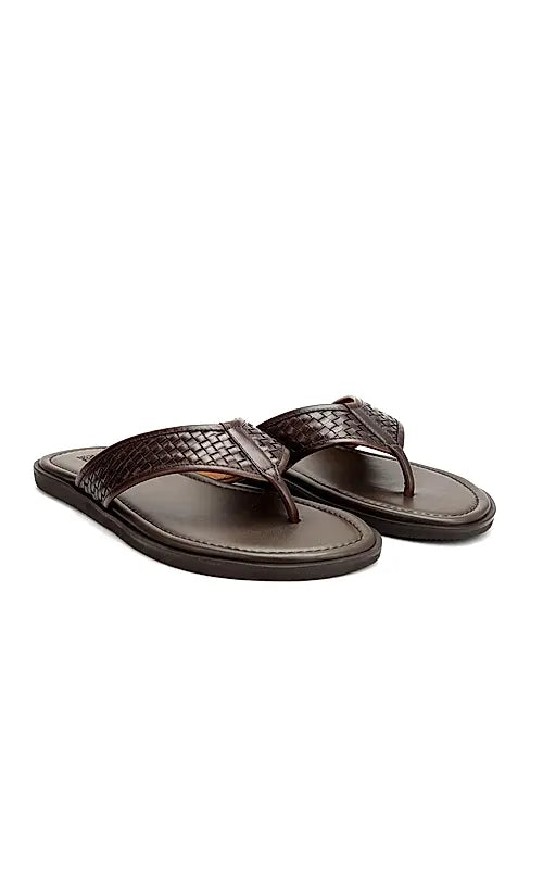 Brown Thong Leather Slippers