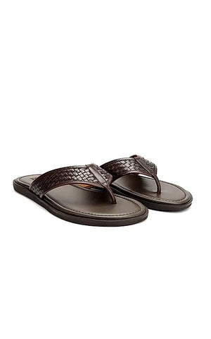 Brown Thong Leather Slippers