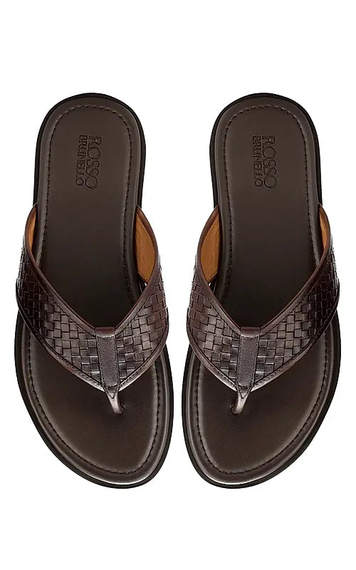 Brown Thong Leather Slippers