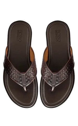 Brown Thong Leather Slippers