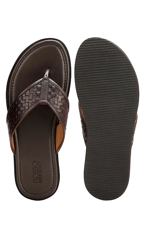 Brown Thong Leather Slippers