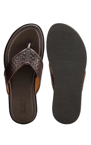 Brown Thong Leather Slippers