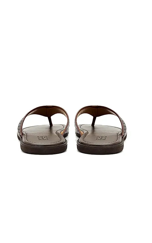 Brown Thong Leather Slippers