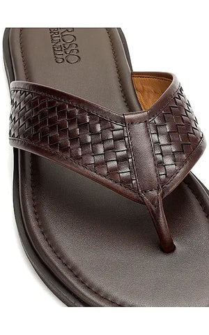 Brown Thong Leather Slippers
