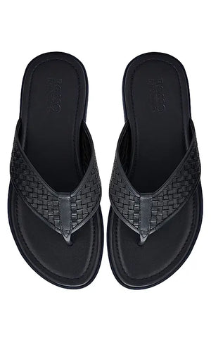 Blue Thong Leather Slippers