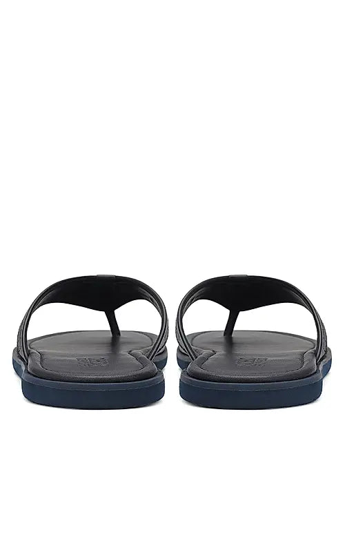 Blue Thong Leather Slippers