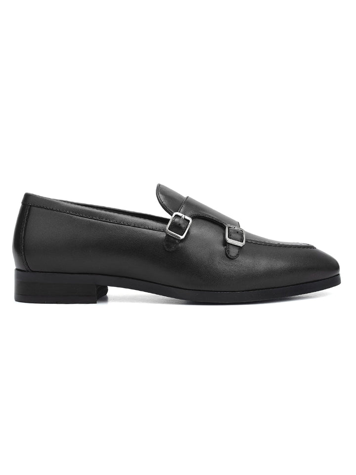 Black Double Monk Straps Shoes