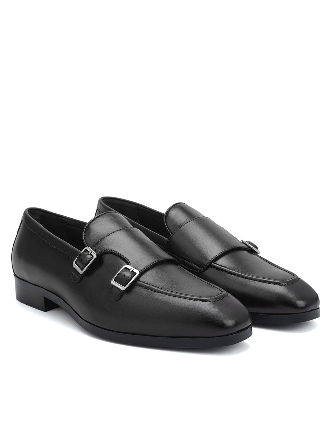 Black Double Monk Straps Shoes