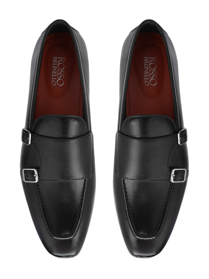 Black Double Monk Straps Shoes