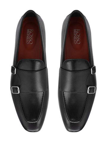 Black Double Monk Straps Shoes